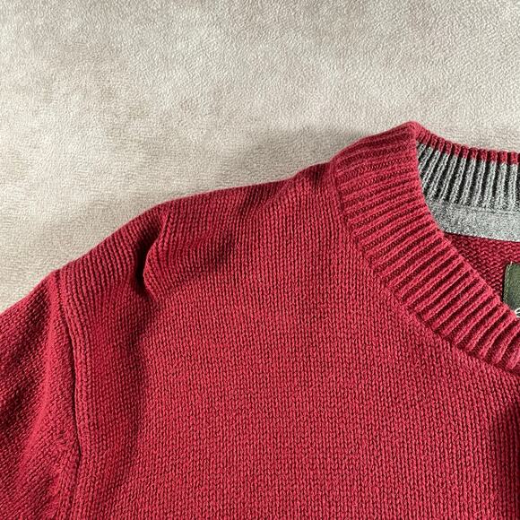 Eddie Bauer Red Maroon Henley Knit Sweater Size Large - Picture 7 of 8